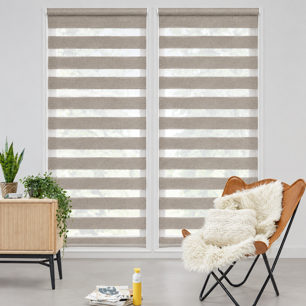 Taupe zebragordijn